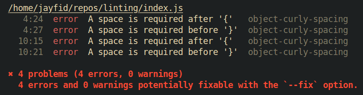 4 linting errors