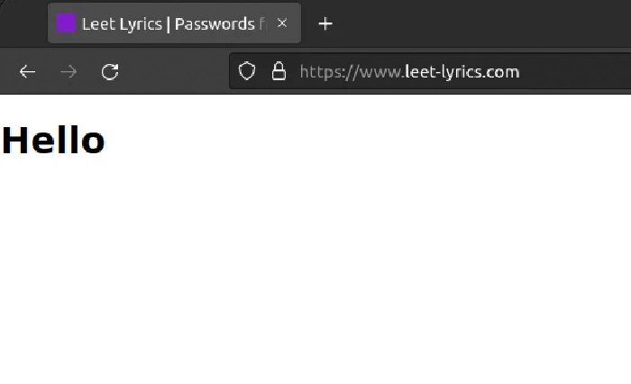 Website that says 'Hello'